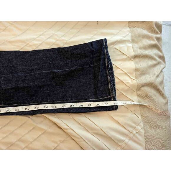 PAIGE sz 27 boot cut color distressed dark wash single button jeans euc - Picture 6 of 6